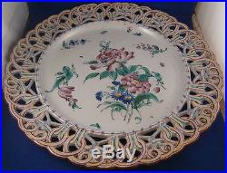 Antique Large 19thC St. Clement Faience Reticulated Charger Plate Fayenze Teller
