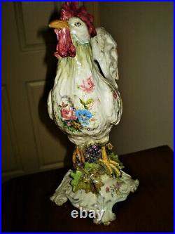 Antique Large French Faience Spanish cockerel vase style of Massier Vallauris