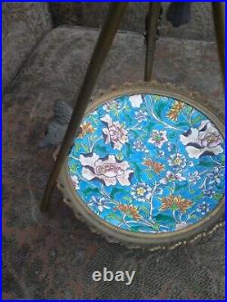 Antique Longwy Pottery French Enamel Faience card candy coin dish bird bath