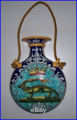 Antique Lovely French Faience by Ulysse Blois E Balon Dragon Vase ca. 1900