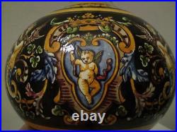 Antique Majolica French GIEN Faience Earthenware Lamp Base Renaissance Revival