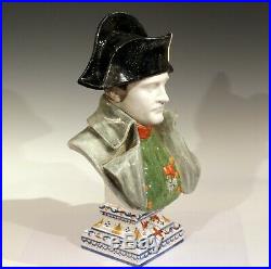 Antique Napoleon Bust French Faience Pottery Alcide Chaumeil CA Bonaparte Figure