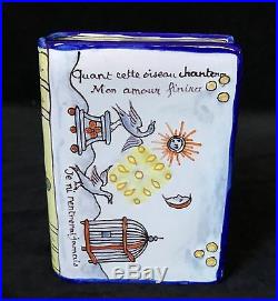 Antique Nevers MONTAGNON CHAUFERRETTE, French Faience Book Hand Warmer, c. 1910