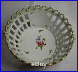 Antique Niderviller French faience reticulated basket 1790 9 Floral and gilding