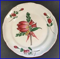 Antique Old Strasbourg Handpainted Faience Plate c. Mid-1800s