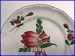 Antique Old Strasbourg Handpainted Faience Plate c. Mid-1800s