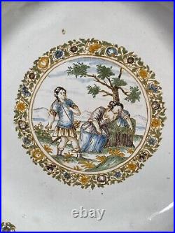 Antique Olerys Laugiers Moustiers French Faience Plate 18th Century Tin Glazed