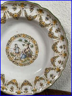 Antique Olerys Laugiers Moustiers French Faience Plate 18th Century Tin Glazed