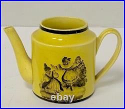 Antique Original Creil Ware Canary Yellow Black Pottery Creamer France 19C