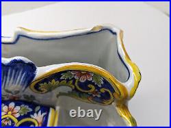 Antique Ornate French Faience Inkwell Hand Painted Signed Dèsvres Fourmaintraux