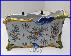 Antique Ornate French Faience Inkwell Hand Painted Signed Dèsvres Fourmaintraux