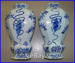 Antique Pair of Faience Dutch French Vases circa 1740