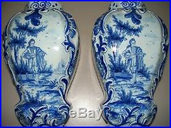 Antique Pair of Faience Dutch French Vases circa 1740