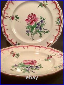 Antique Pair of Hand Painted French Faience Plates c. 1890-1920