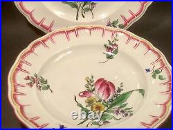 Antique Pair of Hand Painted French Faience Plates c. 1890-1920