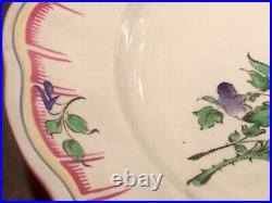 Antique Pair of Hand Painted French Faience Plates c. 1890-1920