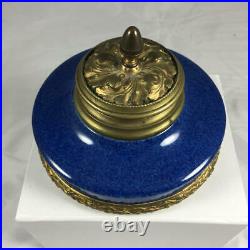 Antique Paul Milet Sevres French Faience Inkwell Neoclassical Gilt Bronze Mounts