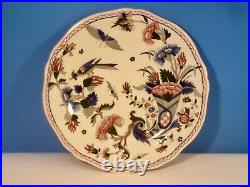 Antique Plate French Faience Hand painted Bird Butterfly Cornucopia c1875