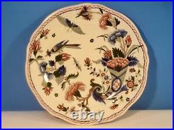 Antique Plate French Faience Hand painted Bird Butterfly Cornucopia c1875