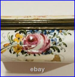 Antique Porcelain French Faience hand painted Landscape snuff box