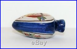 Antique Quimper Faience Perfume Scent Bottle, French Hand Painted Ceramic, RARE
