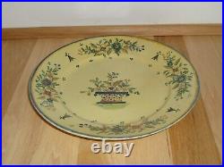 Antique Quimper French Faience 9.5 Dinner Plate in Basket of Flowers Design