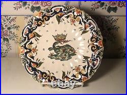 Antique Quimper French Faience Wall Plate Jean Depont Hand Made Loches Loire