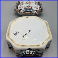 Antique Quimper Honfleur Ceramic Pottery Lidded Trinket Box French Faience