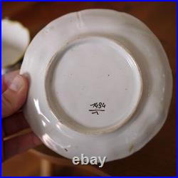 Antique Quimper Rouen French Faience Pottery Loches Floral Tea Cup with Saucer