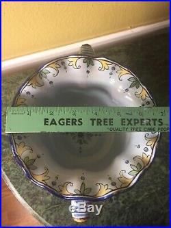 Antique RARE Nevers Signed MONTAGNON French Faience Pedstal Bowl 1889-99