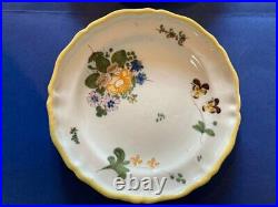 Antique Rare French Pair of 2 Plates Montpellier Faience Floral Decor 18th C
