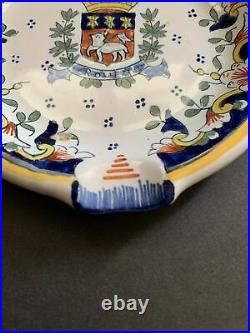 Antique Rouen French Faience Majolica Pottery Hand Painted Floral Ashtray 5