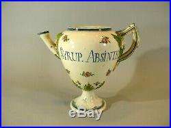 Antique SYRUP ABSINTH French Faience Pottery Bar Pitcher Mid 19thC Apothecary