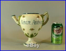 Antique SYRUP ABSINTH French Faience Pottery Bar Pitcher Mid 19thC Apothecary