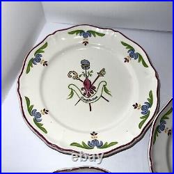 Antique Saint Armand Faience Plate Bastille Day Hand Painted 1930s French read