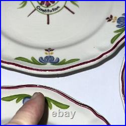 Antique Saint Armand Faience Plate Bastille Day Hand Painted 1930s French read