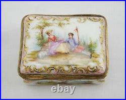 Antique Samson French Faience Trinket Box with Gold Ormolu Porcelain