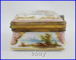 Antique Samson French Faience Trinket Box with Gold Ormolu Porcelain