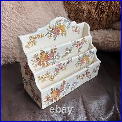 Antique Sarreguemines Louis XV Letter Holder Floral French Faience 1890 France