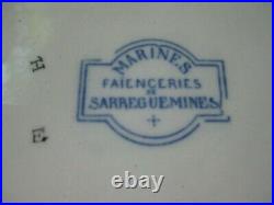 Antique Sarreguemines Marines Faience French Blue & White White Tureen Hallmarks