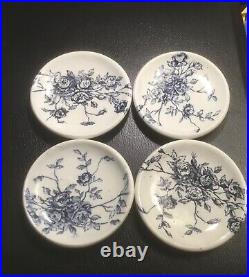 Antique Set of 4 French Faience Rose Floral Butter Pats c. 1800's