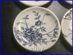 Antique Set of 4 French Faience Rose Floral Butter Pats c. 1800's