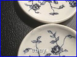 Antique Set of 4 French Faience Rose Floral Butter Pats c. 1800's