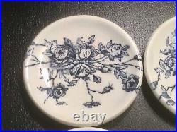 Antique Set of 4 French Faience Rose Floral Butter Pats c. 1800's