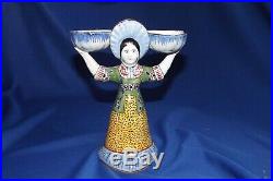 Antique Signed MOSANIC Two Different Ladies Double Salt French Faience c1890