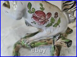 Antique Tin Glazed Squirrel Figure, French Faience