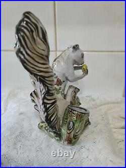 Antique Tin Glazed Squirrel Figure, French Faience