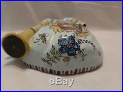 Antique Unusual French Faience CA Biniou Bagpipe Wall Pocket