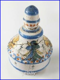 Antique Unusual French Faience Majolica Pottery Puzzle Jug Fleur-de-Lis