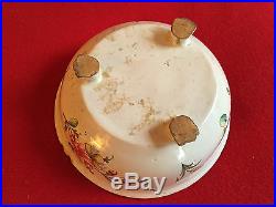 Antique Veuve Perrin French Faience Tin Glaze Pottery Bowl Flowers 18th c. Feet